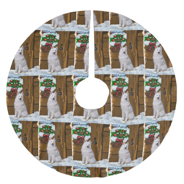 Samotische Weihnachten Polyester Weihnachtsbaumdecke (Vorderseite)