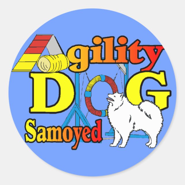 Samoyed Agility Geschenke Runder Aufkleber (Vorderseite)