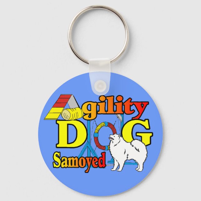 Samoyed Agility Geschenke Schlüsselanhänger (Vorderseite)