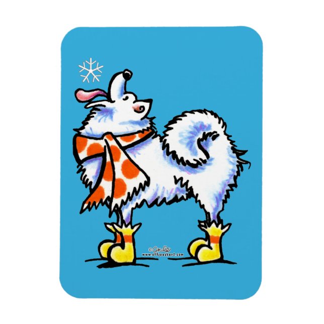 Samoyed American Eskimo Dog Snowflake Magnet (Vertikal)