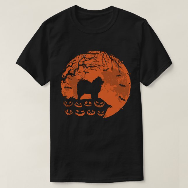 Samoyed and Moon Halloween Kostüm Funny Dog Lover T-Shirt (Design vorne)