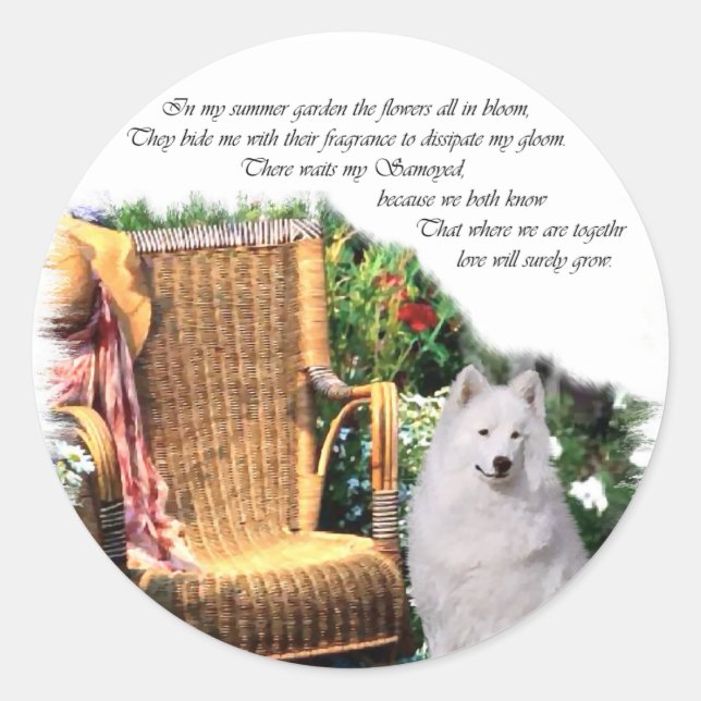 Samoyed Art Geschenke Runder Aufkleber (Vorderseite)