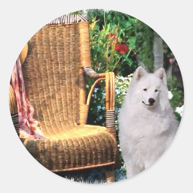 Samoyed Art Geschenke Runder Aufkleber (Vorderseite)