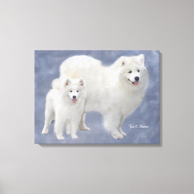 Samoyed Art Wrapped Canvas 24X18" Leinwanddruck (Vorderseite)