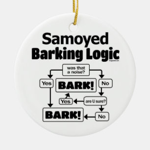 Samoyed Barking Logic Keramik Ornament