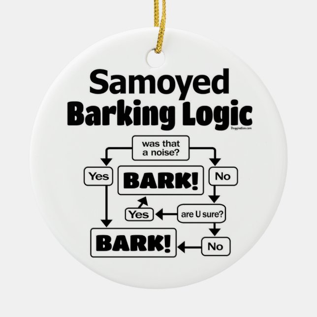 Samoyed Barking Logic Keramik Ornament (Vorne)
