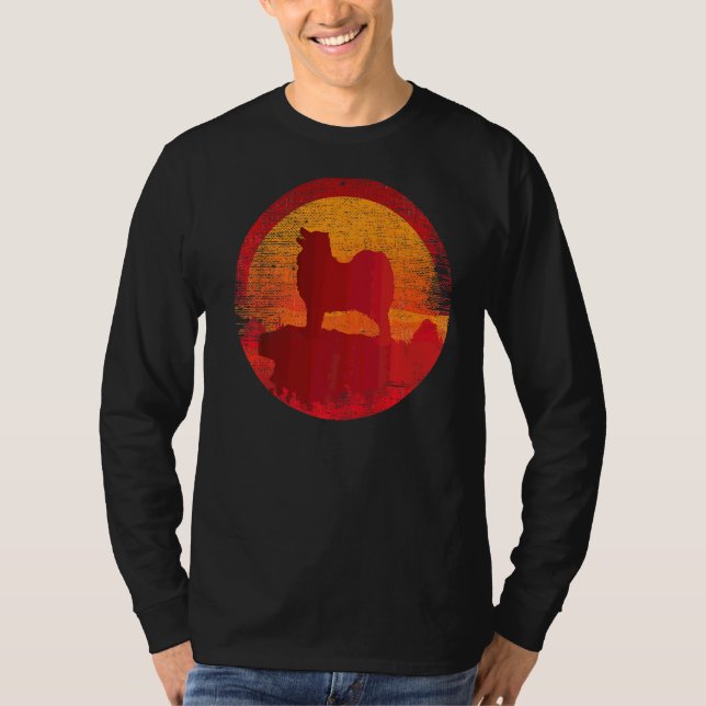 Samoyed Bjelkier Dog Retro Sunset T-Shirt (Vorderseite)