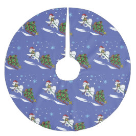 Samoyed Bringing the Christmas Tree Zuhause Polyester Weihnachtsbaumdecke