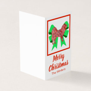 Samoyed Christmas Dog & Green Bow Geschenkmarke