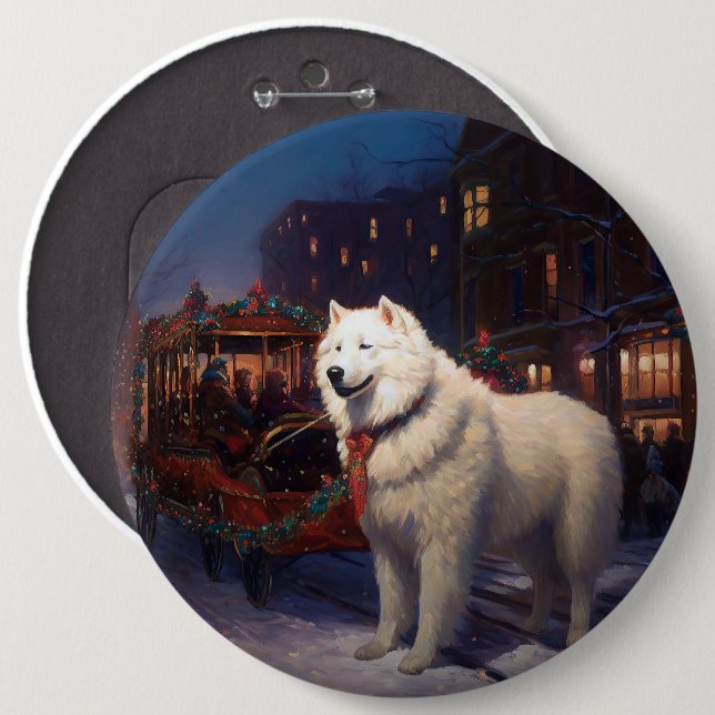 Samoyed Christmas Festivals Jahreszeit Button (Vorne & Hinten)