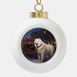Samoyed Christmas Festivals Jahreszeit Keramik Kugel-Ornament