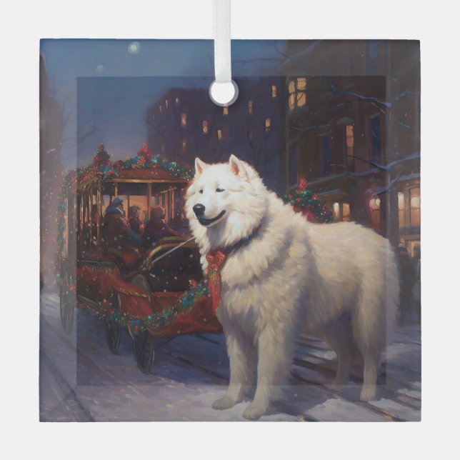 Samoyed Christmas Festivals Jahreszeit Ornament Aus Glas (Vorderseite)
