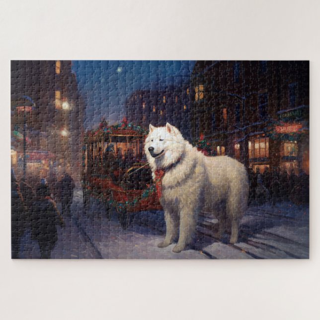 Samoyed Christmas Festivals Jahreszeit Puzzle (Horizontal)