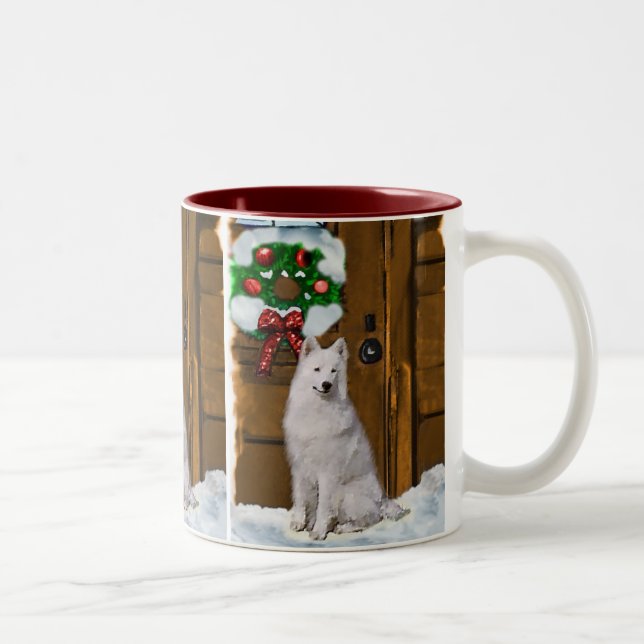 Samoyed Christmas Geschenke Zweifarbige Tasse (Rechts)