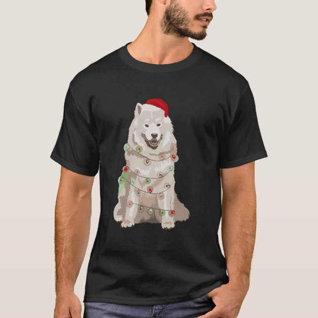 Samoyed Christmas Lights Xmas Hund Lover Weihnacht T-Shirt (Vorderseite)