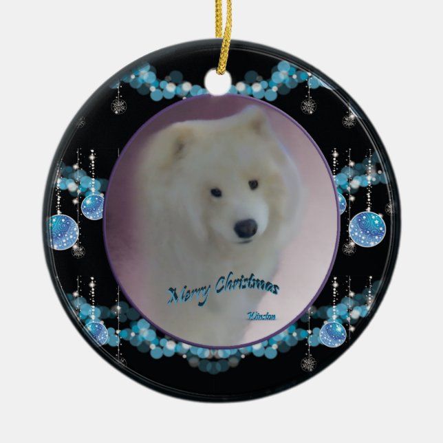 Samoyed Christmas Round Ornament (Mini-Portrait) (Vorne)