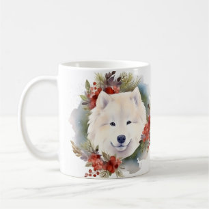 Samoyed Christmas Wreath Festivals Kaffeetasse
