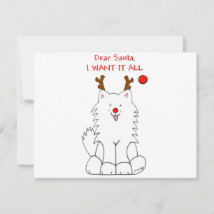 Samoyed Dear Santa Feiertagskarte