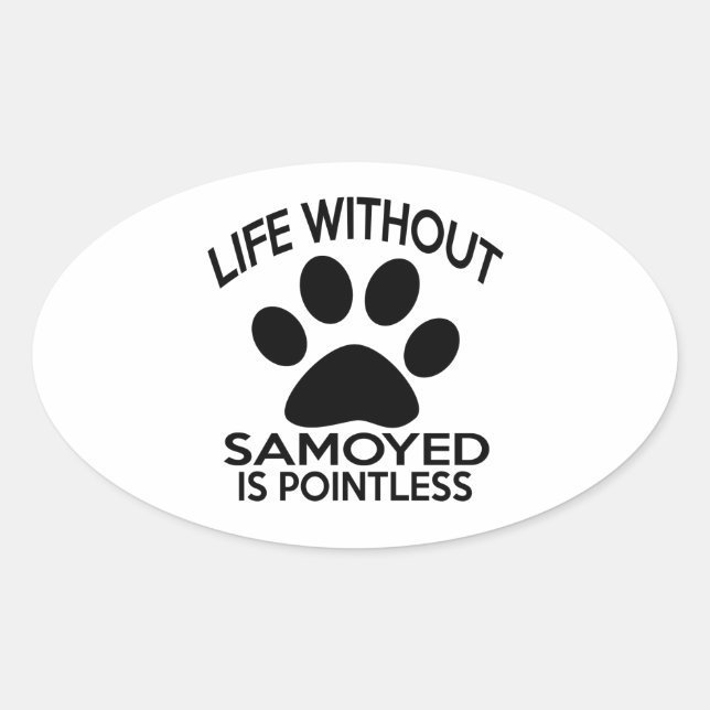 SAMOYED DESIGNS OVALER AUFKLEBER (Vorderseite)