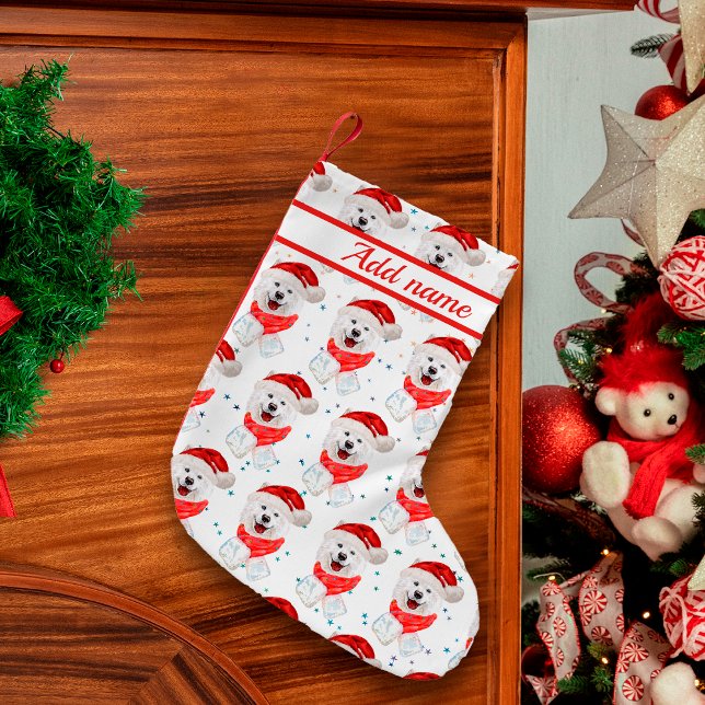 Samoyed Dog Breed Weihnachtsstars Kleiner Weihnachtsstrumpf (Von Creator hochgeladen)
