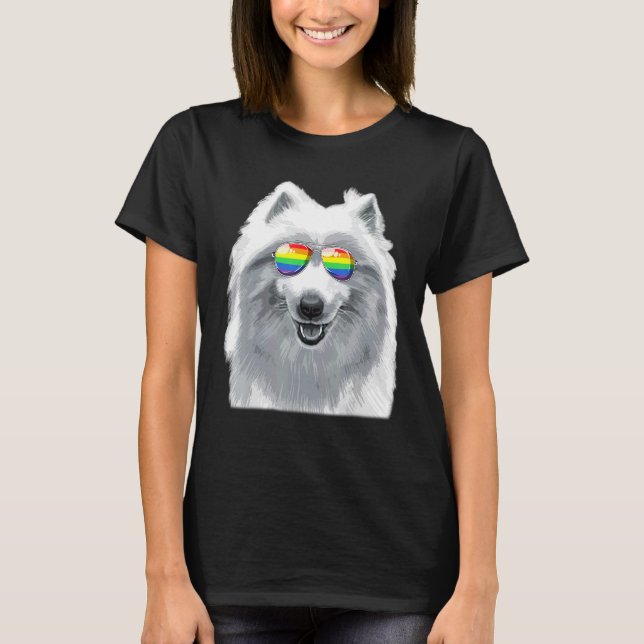 Samoyed Dog Gay Pride Flag Sonnenbrille Lgbt T-Shirt (Vorderseite)