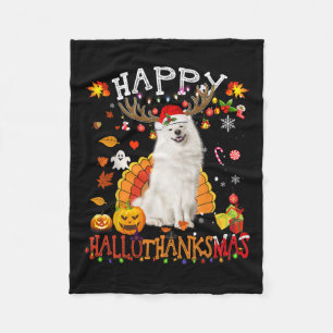 Samoyed Dog Halloween Weihnachtshund Happy Halloth Fleecedecke
