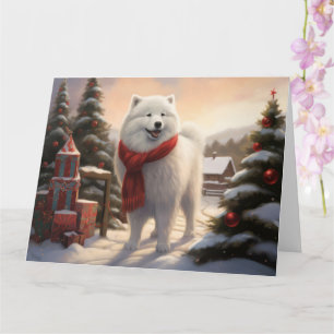 Samoyed Dog in Schneehochweihen Karte