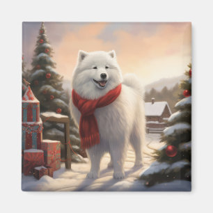 Samoyed Dog in Schneehochweihen Magnet