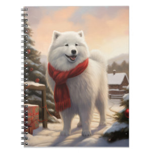 Samoyed Dog in Schneehochweihen Notizblock