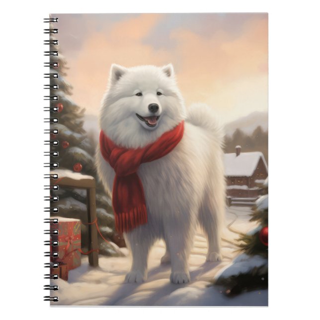 Samoyed Dog in Schneehochweihen Notizblock (Vorderseite)