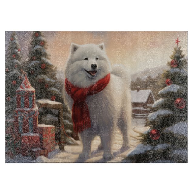 Samoyed Dog in Schneehochweihen Schneidebrett (Vorderseite)