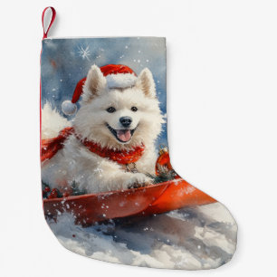 Samoyed Dog in Sledge Let it Snow Christmas Kleiner Weihnachtsstrumpf
