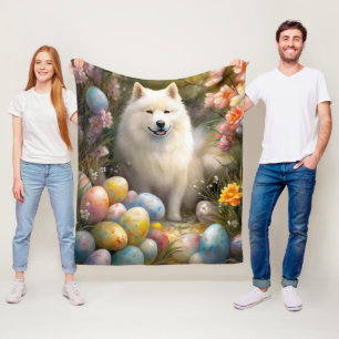 Samoyed Dog mit Ostereier Urlaub Fleecedecke