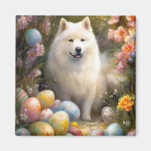 Samoyed Dog mit Ostereier Urlaub Magnet