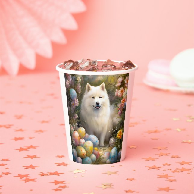 Samoyed Dog mit Ostereier Urlaub Pappbecher (Insitu)