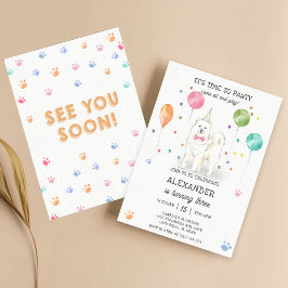 Samoyed Dog Pawty Welpe Geburtstag Pink Einladung