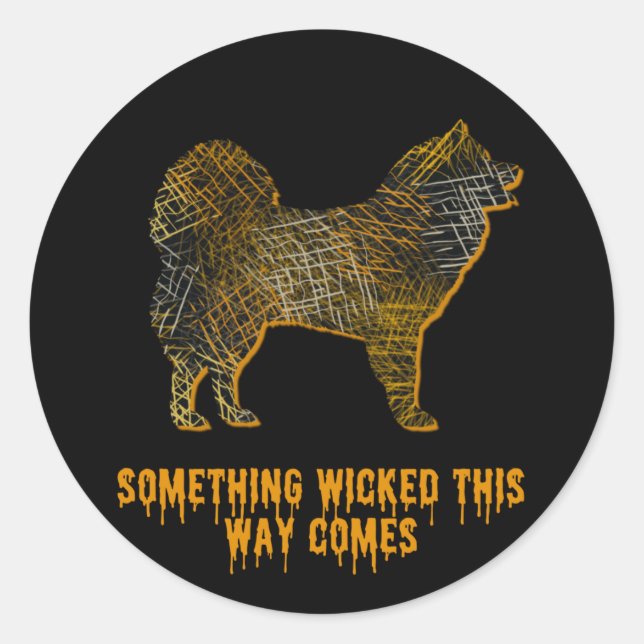 Samoyed Dog Silhouette Fun Halloween Runder Aufkleber (Vorderseite)