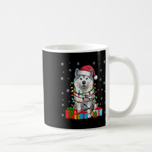 Samoyed Dog Ugly Xmas Lights Weihnachtsmannmütze S Kaffeetasse