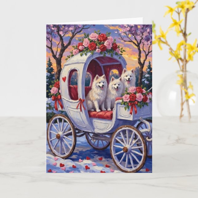 Samoyed Dog Valentine's Day  Karte (Gelbe Blume)