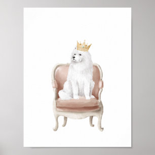 Samoyed Dog Wear Royal Crown Poster