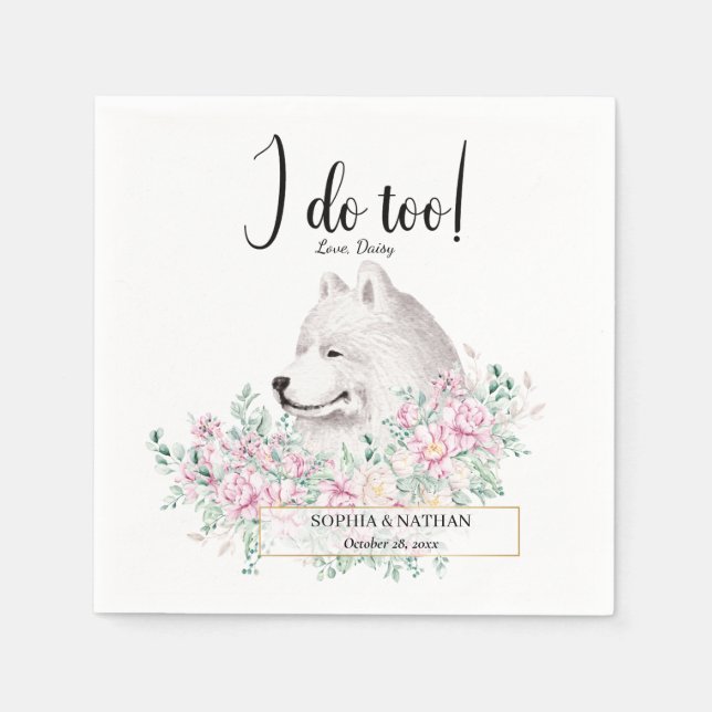 Samoyed Dog Wedding Cocktail Napkins Serviette (Vorderseite)