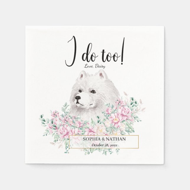 Samoyed Dog Wedding Cocktail Napkins Serviette (Vorderseite)