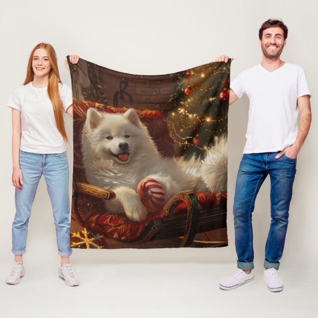 Samoyed Dog Weihnachtsfest Fleecedecke (Beispiel)