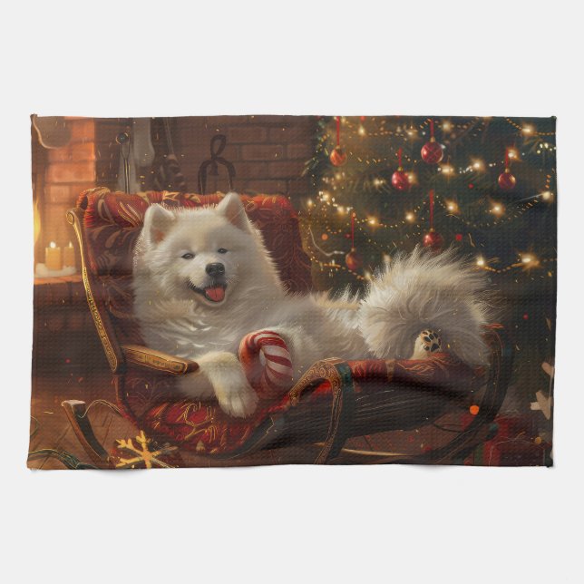 Samoyed Dog Weihnachtsfest Geschirrtuch (Horizontal)