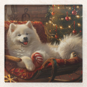 Samoyed Dog Weihnachtsfest Glasuntersetzer