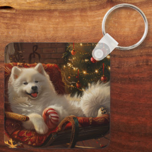 Samoyed Dog Weihnachtsfest Schlüsselanhänger