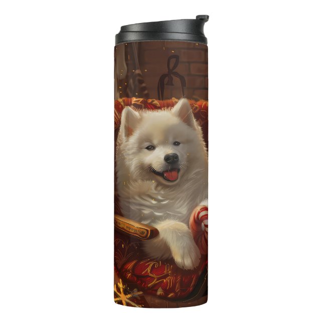 Samoyed Dog Weihnachtsfest Thermosbecher (Nach links gedreht)