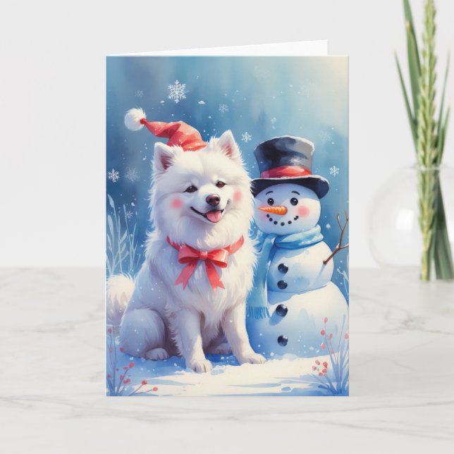 Samoyed Dog Weihnachtsgrußkarte Karte (Vorderseite)