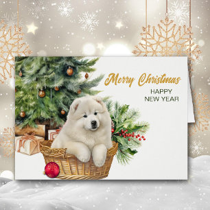 Samoyed Dog Wicker Basket Weihnachtsbaum