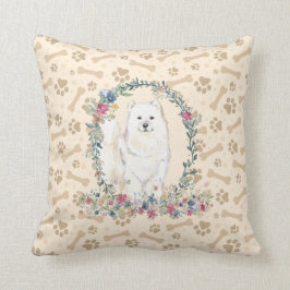 Samoyed Dow Print & Floral Niedlich Kissen